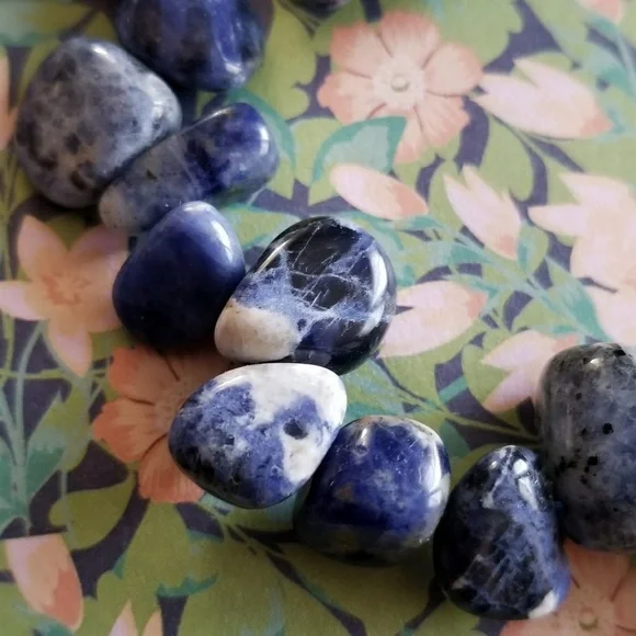 Relisted -Blue stones necklace Sodalite beads 925 silver - Picture 7 of 8